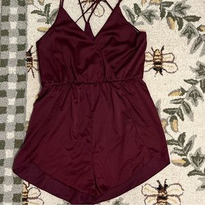 Deep plum silk romper